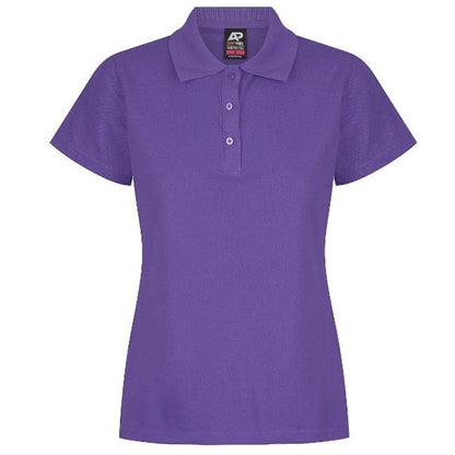Aussie Pacific N2312 Hunter Ladies Polo, purple breathable, female silhouette, front view