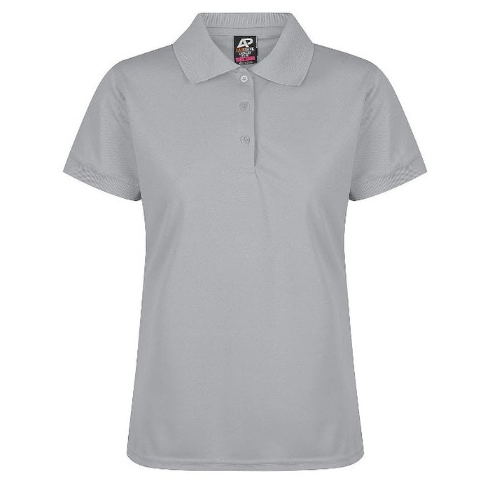 Silver, light grey, womens, modern fit, Aussie Pacific N2314 Lachlan Ladies Polo, front view