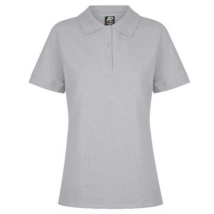 Silver grey, professional, corporate, Aussie Pacific N2315 Claremont Ladies Polo, front view