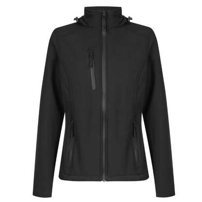 Womens black, full zip, modern fit, Aussie Pacific N2513 Olympus Lady Jackets, front view