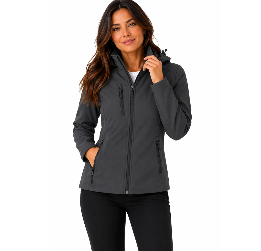 Model front view, grey, Aussie Pacific N2513 Olympus Lady Jackets, wind proof