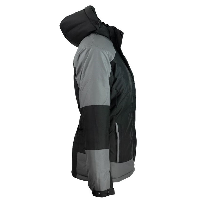 Side view, black with grey, Aussie Pacific N2517 Kingston Ladies Jacket, hooded