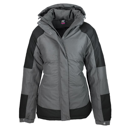 Aussie Pacific N2517 Kingston Ladies Jacket, grey with black, insulated hooded womens jacket, front view