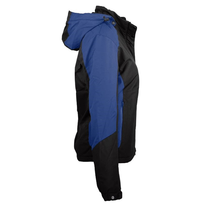 Aussie Pacific N2518 Napier Ladies Jacket, black with blue color block all weather, front view