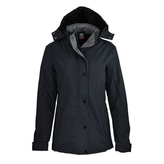 Womens, Black, Aussie Pacific N2519 Parklands Lady Jacket, front view, extra body length, warm
