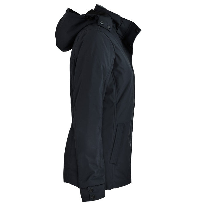 Womens black hooded wind resistant, Aussie Pacific N2519 Parklands Lady Jacket, side view