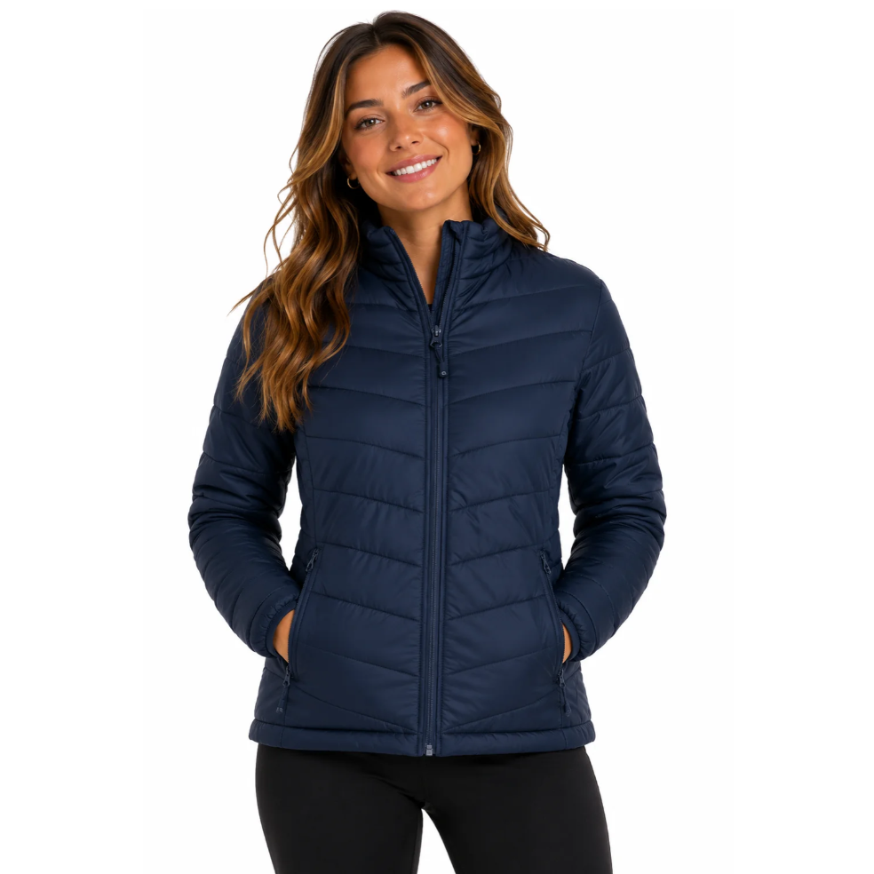 Model front view, navy, modern fit, Aussie Pacific N2522 Buller Ladies Jacket