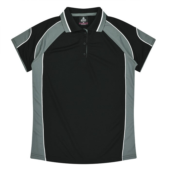 Aussie Pacific N3300 Kids Murray Polo - Black/Ash Grey/Grey - Front View