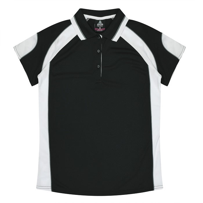 Aussie Pacific N3300 Kids Murray Polo - Black/White - Front View