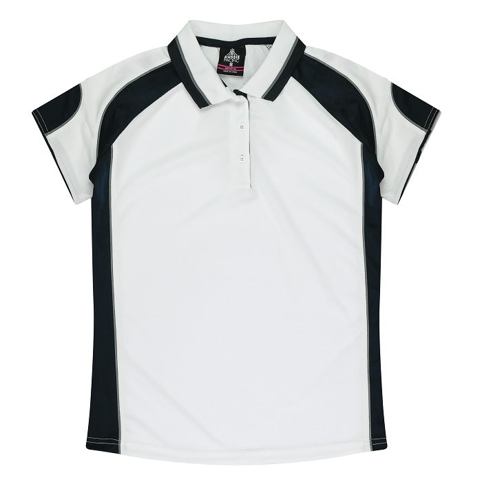 Aussie Pacific N3300 Kids Murray Polo - White/Navy - Front View