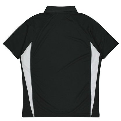 Aussie Pacific N3304 Kids Eureka Polo, rear view, black/white
