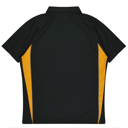 Aussie Pacific N3304 Kids Eureka Polo, black gold, rear view
