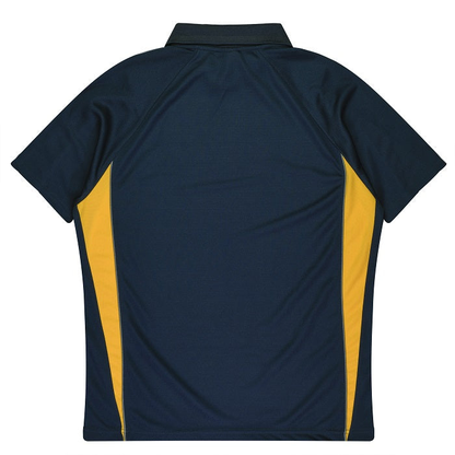Aussie Pacific N3304 Kids Eureka Polo, navy gold, rear view