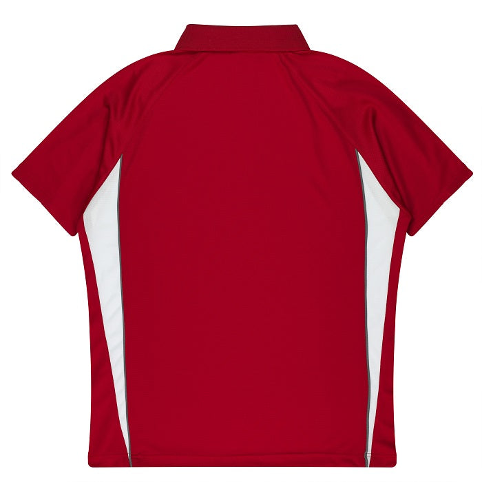 Red and white, Aussie Pacific N3304 Kids Eureka Polo rear view
