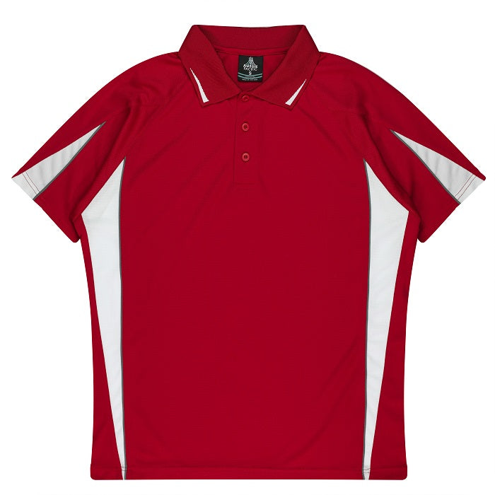 Classic red with white contrast, childrens, everyday, sports, Aussie Pacific N3304 Kids Eureka Polo, front view