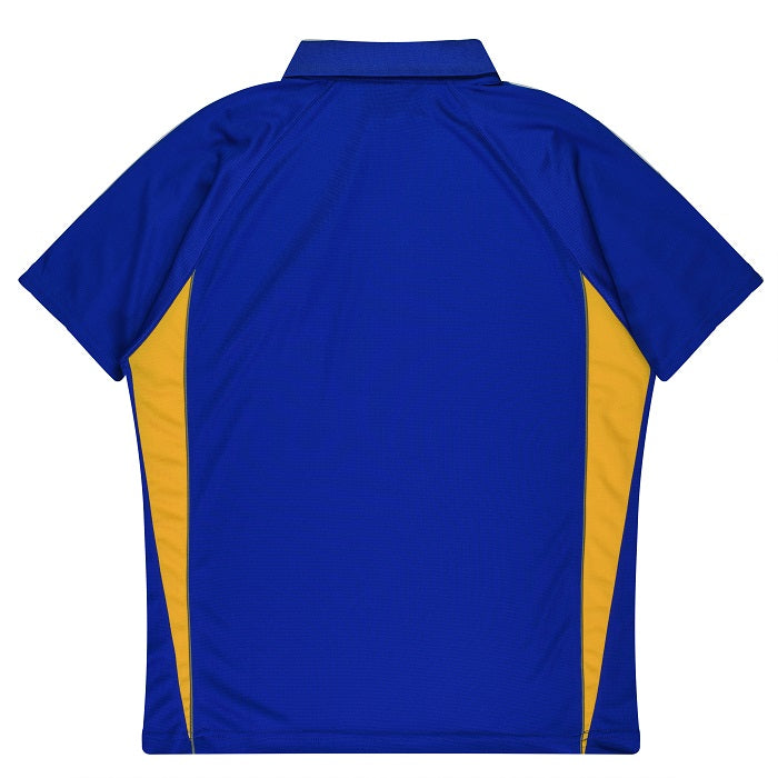 Royal blue and gold, rear view, Aussie Pacific N3304 Kids Eureka Polo