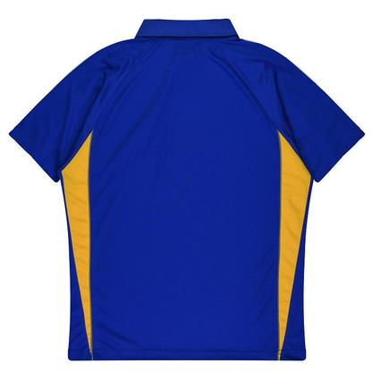 Royal blue and gold, rear view, Aussie Pacific N3304 Kids Eureka Polo