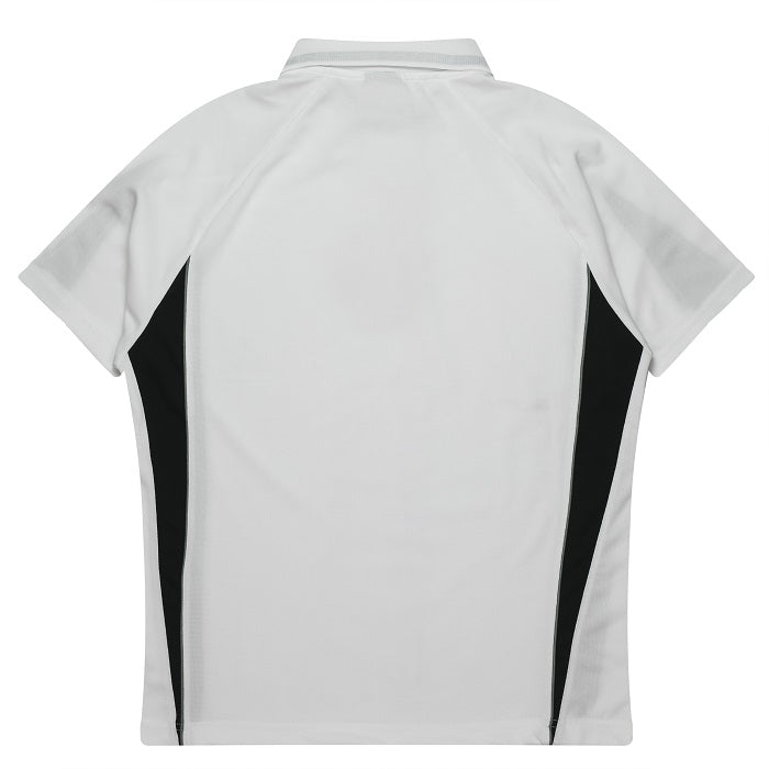 Aussie Pacific N3304 Kids Eureka Polo, white/black, rear view