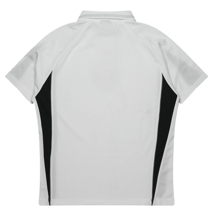 Aussie Pacific N3304 Kids Eureka Polo, white/black, rear view