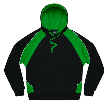 Aussie Pacific N3509 Huxley Kids Hoodies, black, kawana green and white, quick drying, relaxed fit, front view