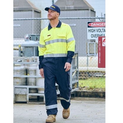 Bisley BC8477T Apex 185/240 Taped Hi Vis FR Ripstop Vented Coverall