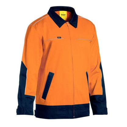 Bisley BJ6917 Two Tone HiVis Liquid Repellent Cotton Drill Jacket