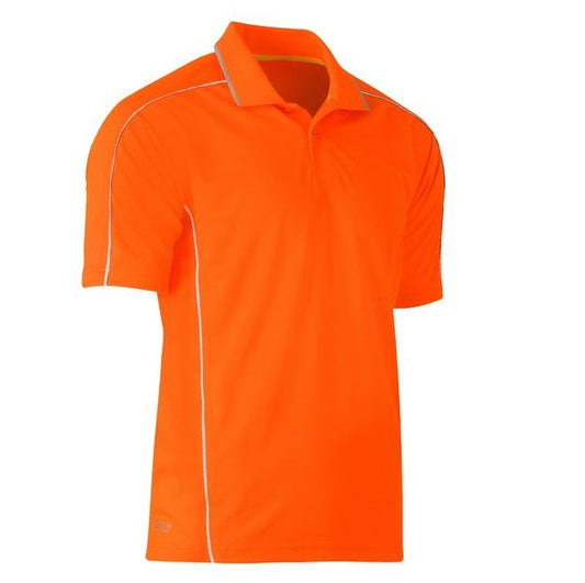 Bisley BK1425 Men's Cool Mesh Polo With Reflective Piping Orange