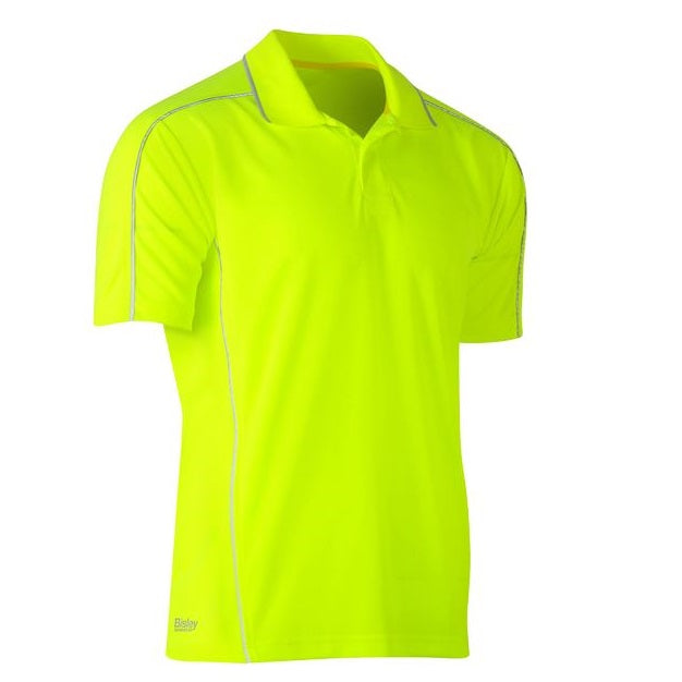Bisley BK1425 Men's Cool Mesh Polo With Reflective Piping Yellow