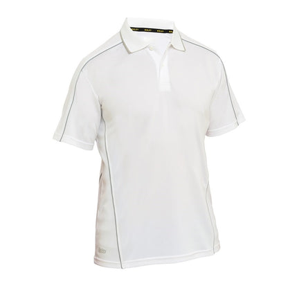Bisley BK1425 Men's Cool Mesh Polo With Reflective Piping White