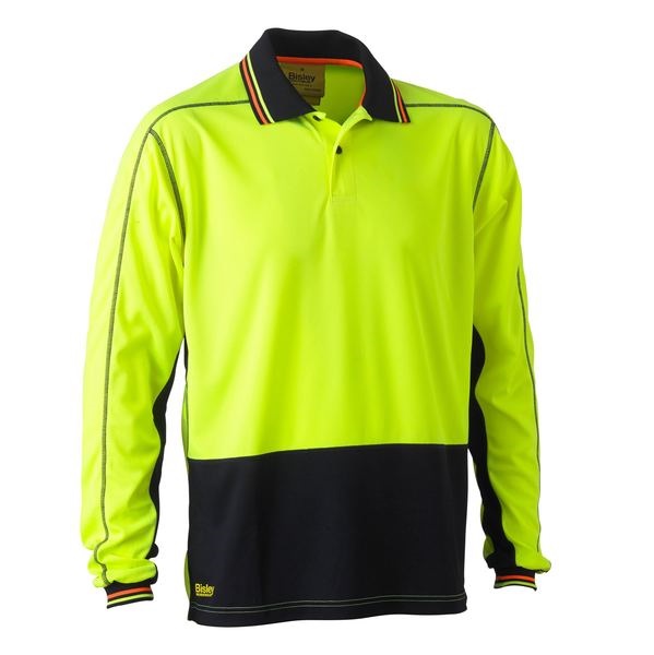 Bisley BK6219 2-Tone HiVis Polyester Mesh Long Sleeve Polo Shirt