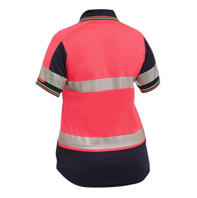 Bisley BKL1225T Womens Short Sleeve Taped 2-Tone HiVis V-Neck Polo