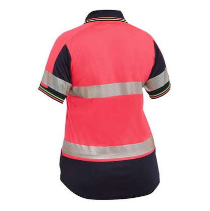 Bisley BKL1225T Womens Short Sleeve Taped 2-Tone HiVis V-Neck Polo