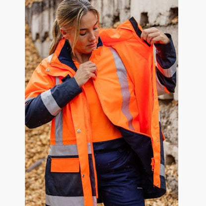 Bisley BKL6975 Womens Taped Hi Vis 5 In 1 Rain Jacket