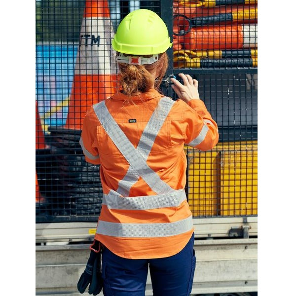 Bisley BL6166XT Womens Taped X Back Cool Lightweight HiVis Drill Shirt