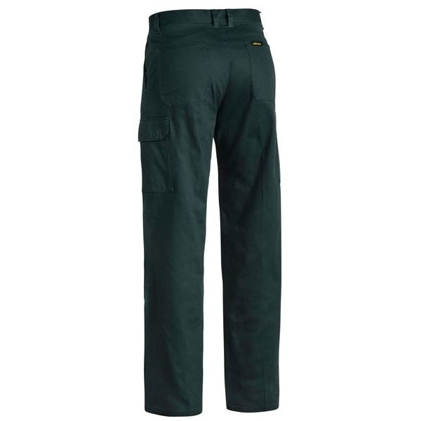 A pair of bottle green coloured Bisley BP6999 men's cargo pants with multiple pockets - Back view