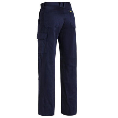 A pair of navy coloured Bisley BP6999 men's cargo pants with multiple pockets -Back view