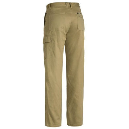 A pair of khaki coloured Bisley BP6999 men's cargo pants with multiple pockets -Back view