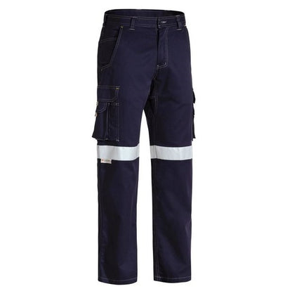 Navy reflective work pants Bisley BPC6431T Taped Cool Lightweight Cargo Pants