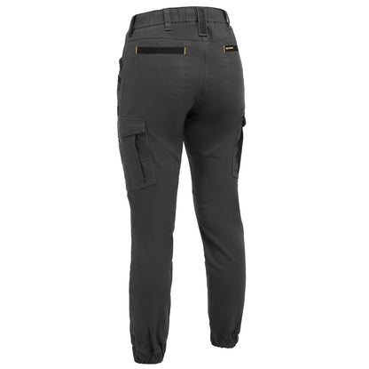 Dark gray cargo pants on a white background