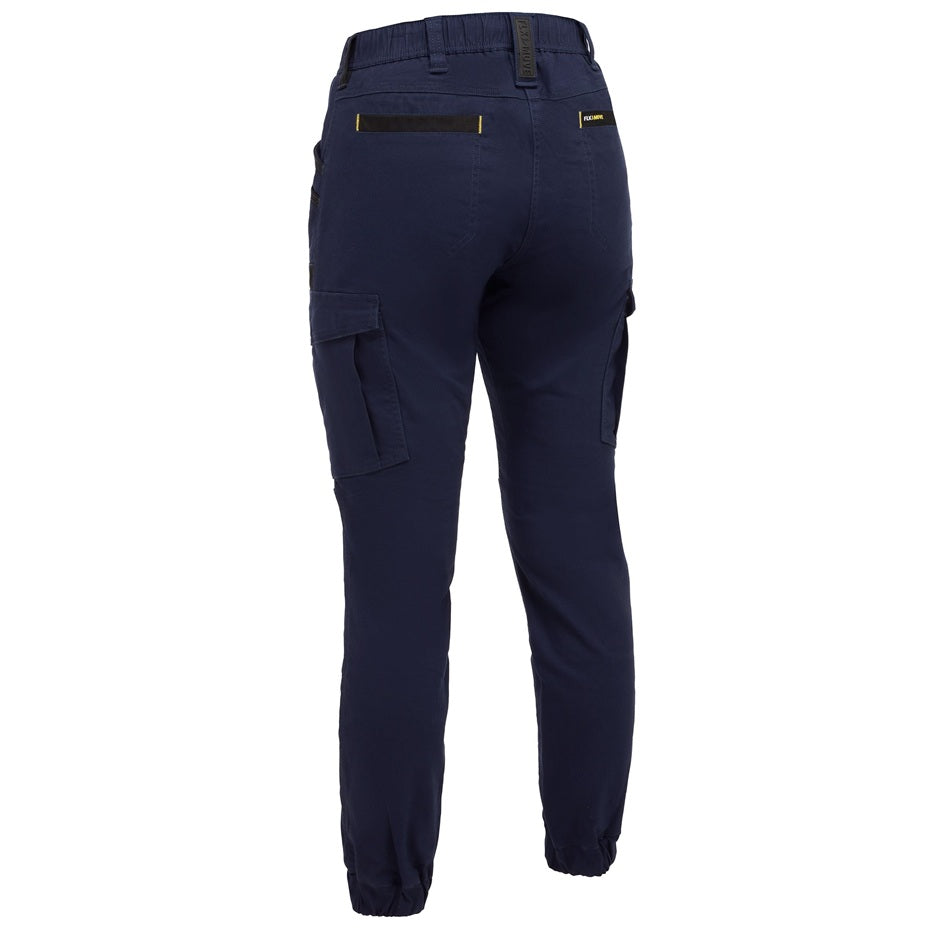 Navy blue cargo pants on a white background