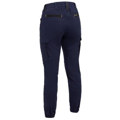 Navy blue cargo pants on a white background