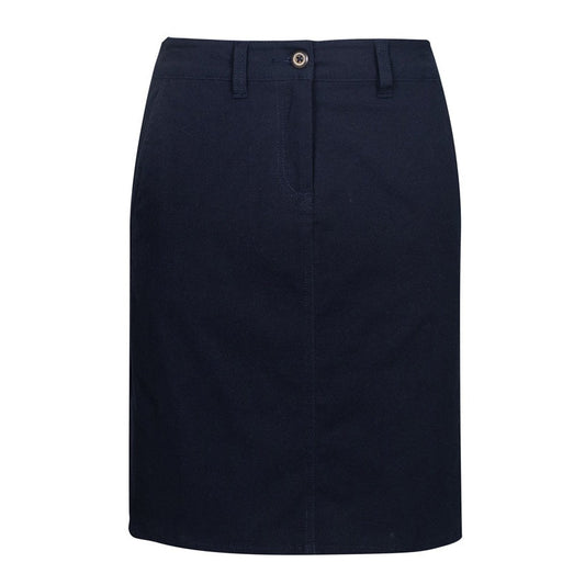 Womens Navy cotton stretch professional Biz Collection BS022L Ladies Chino Skirt