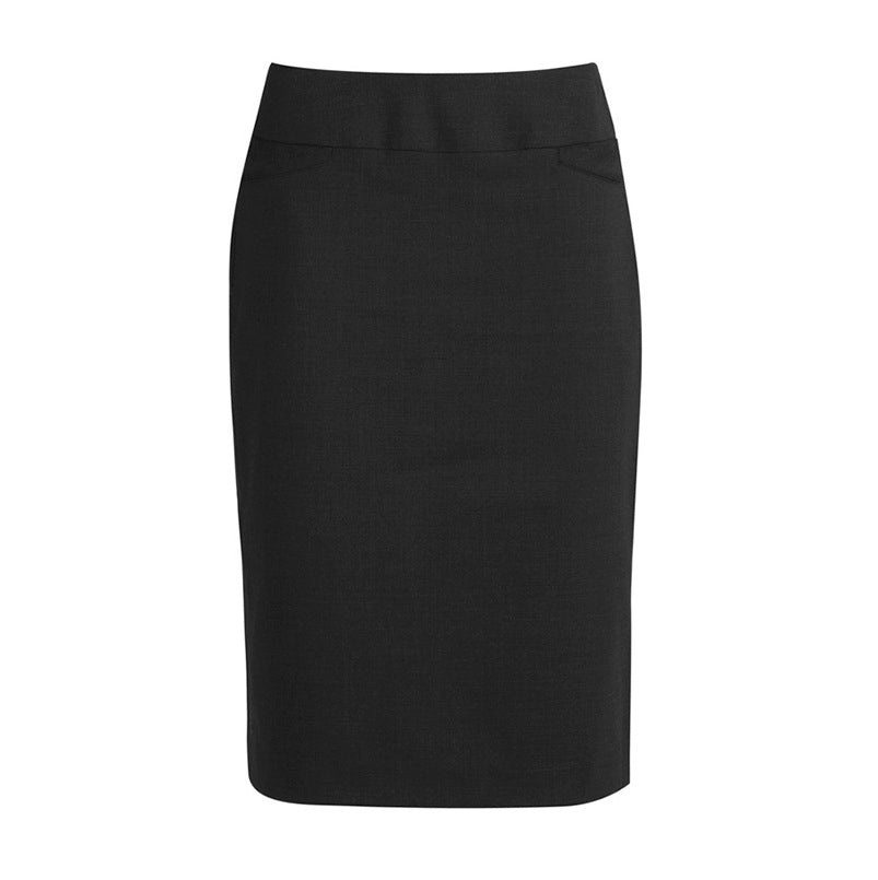 Womens corporate black knee length pencil skirt with front pockets Biz Collection BS128LS Classic Ladies Skirt