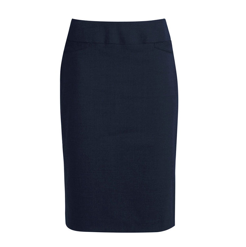 Womens navy pencil skirt easy iron professional Biz Collection BS128LS Classic Ladies Skirt