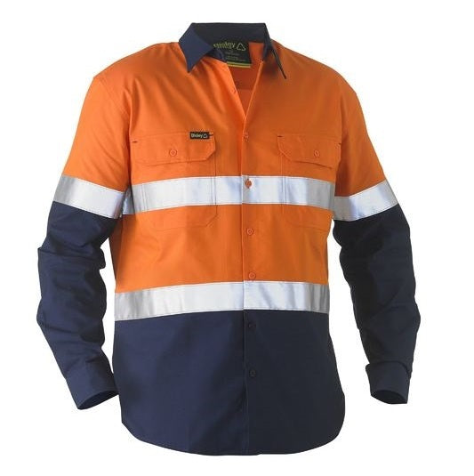 Bisley BS6996T Taped Two Tone HiVs Recycled Drill Shirt
