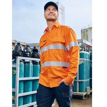 Bisley BS8439T Apex 185 Taped Hi Vis FR Ripstop Vented Shirt