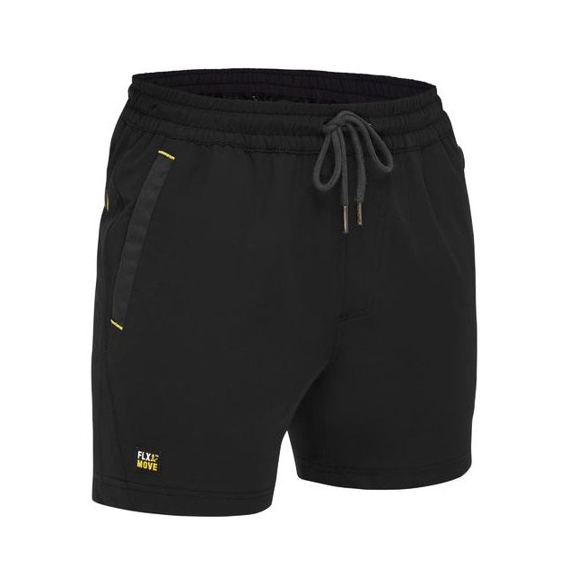 Black shorts with a drawstring on a white background