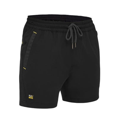 Black shorts with a drawstring on a white background