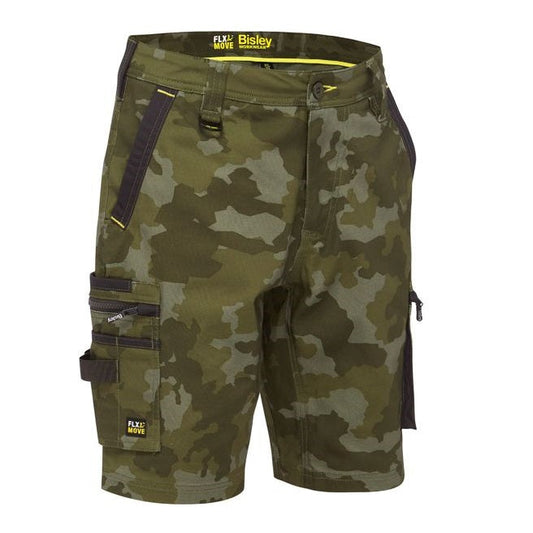 Bisley BSHC1337 Flex and Move Stretch Canvas Camo Cargo Short - Limited Edition