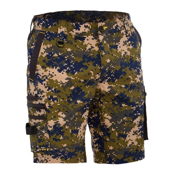 Bisley BSHC1337 Flex and Move Stretch Canvas Camo Cargo Short - Limited Edition
